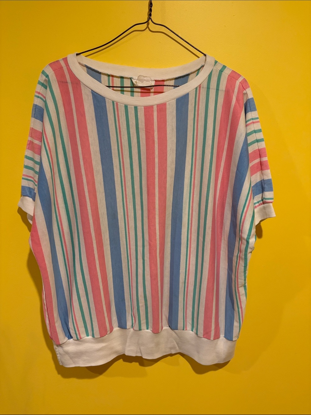 Vintage 70’s Pastel Multicolor‎ Striped Tee with White Trim